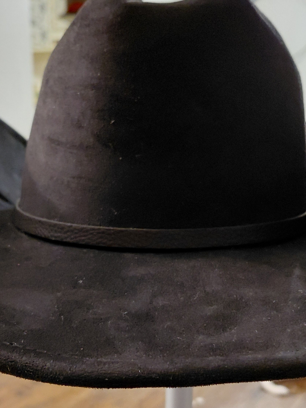 Black Fuffy Sense Suede Coyboy Hat